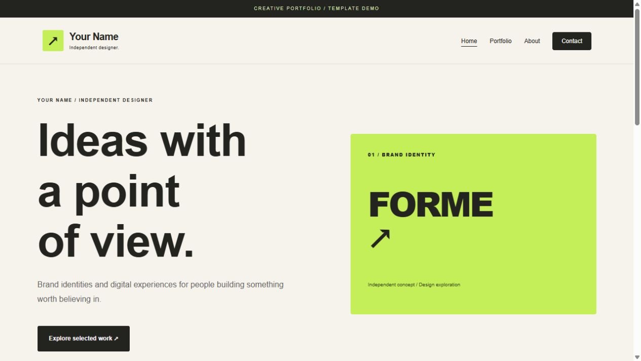 Creative Portfolio Kit preview with editable sample content